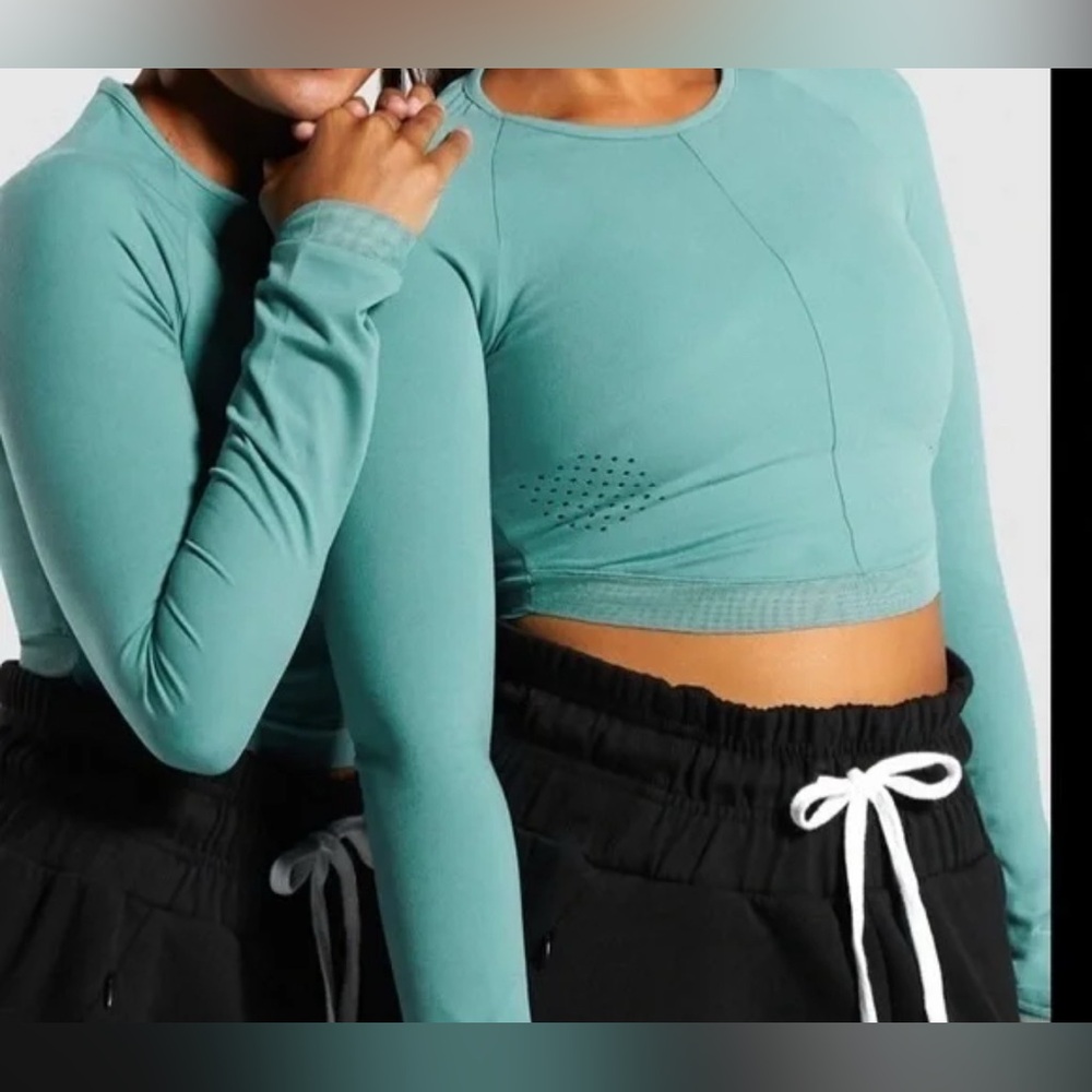 Gymshark Teal Long Sleeve Crop Top